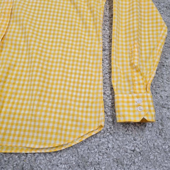 Turnbull & Asser Top Women 16 Yellow Gingham Plaid Button Up Long Sleeve England - Picture 4 of 9